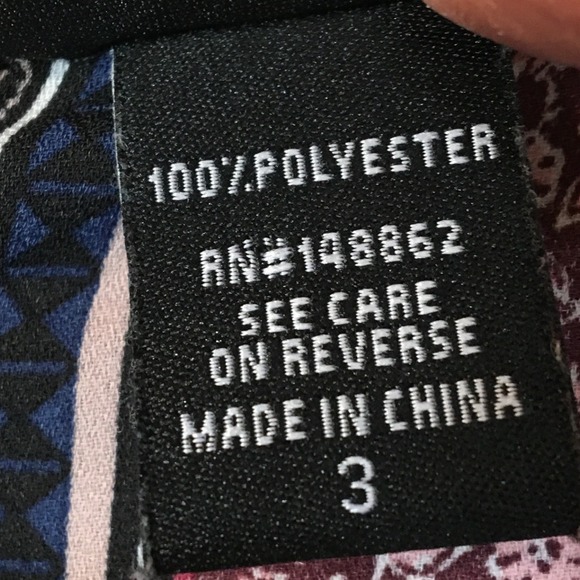 Torrid Boho Stripe Floral‎ Print Blouse Top Shirt Burgundy Blue Women Size 3 - Picture 5 of 6